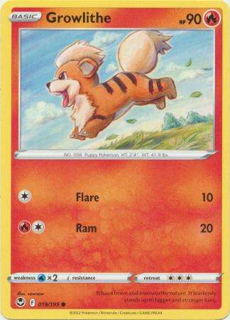 Pokemon Trading Card Game - Growlithe - 019/195 - Common Sword & Shield: Silver Tempest