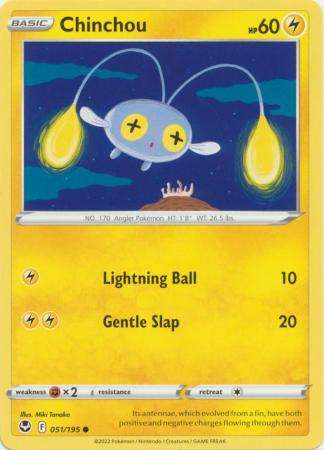 Pokemon Trading Card Game - Chinchou - 051/195 - Common Sword & Shield: Silver Tempest