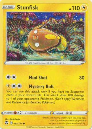 Pokemon Trading Card Game - Stunfisk - 055/195 - Common Sword & Shield: Silver Tempest