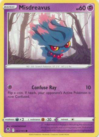 Pokemon Trading Card Game - Misdreavus - 063/195 - Common Sword & Shield: Silver Tempest