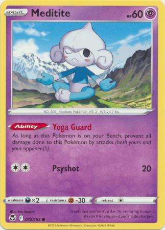 Pokemon Trading Card Game - Meditite - 072/195 - Common Sword & Shield: Silver Tempest