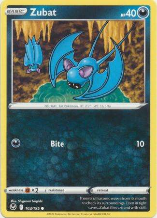 Pokemon Trading Card Game - Zubat - 103/195 - Common Sword & Shield: Silver Tempest