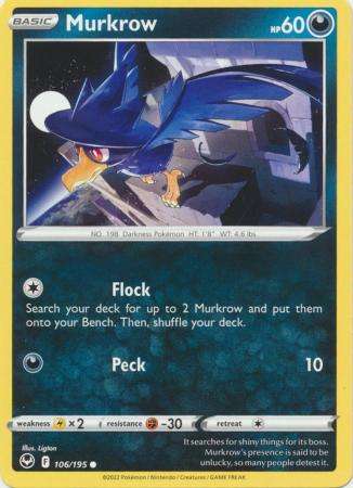 Pokemon Trading Card Game - Murkrow - 106/195 - Common Sword & Shield: Silver Tempest