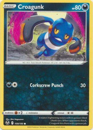 Pokemon Trading Card Game - Croagunk - 109/195 - Common Sword & Shield: Silver Tempest