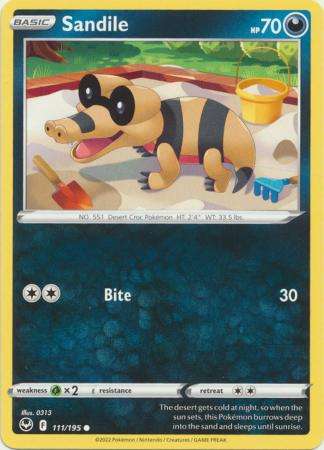 Pokemon Trading Card Game - Sandile - 111/195 - Common Sword & Shield: Silver Tempest