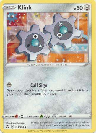 Pokemon Trading Card Game - Klink - 123/195 - Common Sword & Shield: Silver Tempest