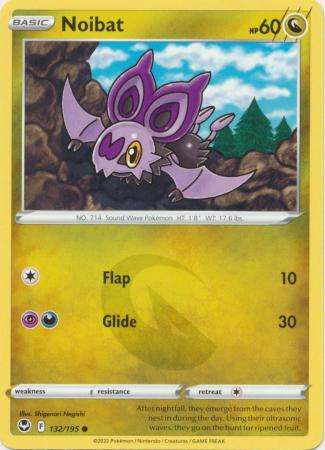 Pokemon Trading Card Game - Noibat - 132/195 - Common Sword & Shield: Silver Tempest