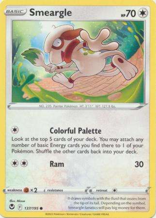 Pokemon Trading Card Game - Smeargle - 137/195 - Common Sword & Shield: Silver Tempest