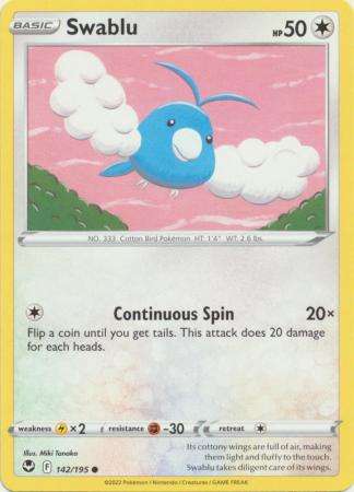 Pokemon Trading Card Game - Swablu - 142/195 - Common Sword & Shield: Silver Tempest