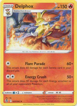 Pokemon Trading Card Game - Delphox - 027/195 - Rare Sword & Shield: Silver Tempest