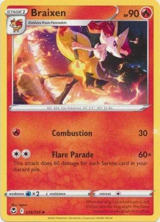 Pokemon Trading Card Game - Braixen - 026/195 - Uncommon Sword & Shield: Silver Tempest
