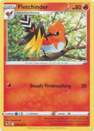 Pokemon Trading Card Game - Fletchinder - 028/195 - Uncommon Sword & Shield: Silver Tempest