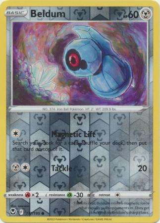 Pokemon Trading Card Game - Beldum - 117/195 - Common Reverse Holo Sword & Shield: Silver Tempest