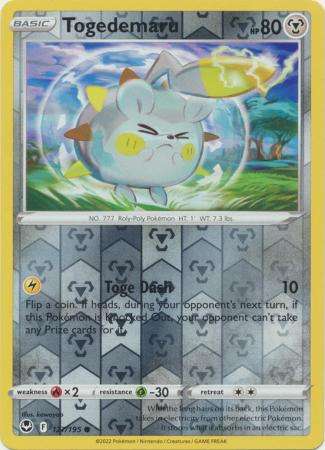 Pokemon Trading Card Game - Togedemaru - 127/195 - Common Reverse Holo Sword & Shield: Silver Tempes