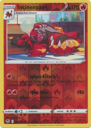 Pokemon Trading Card Game - Incineroar - 032/195 - Rare Reverse Holo Sword & Shield: Silver Tempest
