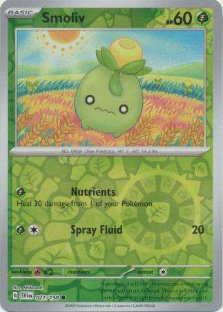 Pokemon Trading Card Game - Smoliv - 021/198 - Common Reverse Holo Scarlet & Violet (Base Set)