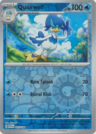 Pokemon Trading Card Game - Quaxwell - 053/198 - Uncommon Reverse Holo Scarlet & Violet (Base Set)