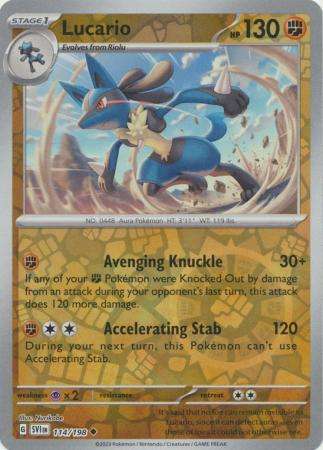 Pokemon Trading Card Game - Lucario - 114/198 - Uncommon Reverse Holo Scarlet & Violet (Base Set)