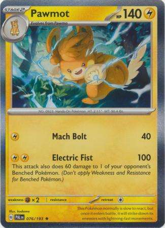 Pokemon Trading Card Game - Pawmot - 076/193 - Holo Rare Scarlet & Violet: Paldea Evolved