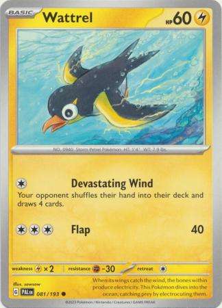 Pokemon Trading Card Game - Wattrel - 081/193 - Common Scarlet & Violet: Paldea Evolved