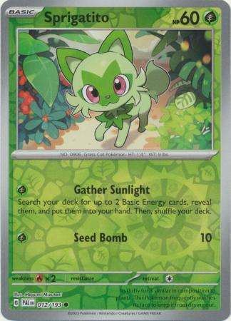 Pokemon Trading Card Game - Sprigatito - 012/193 - Common Reverse Holo Scarlet & Violet: Paldea Evol
