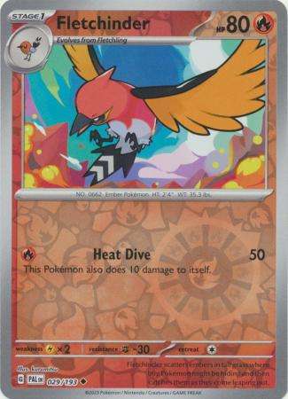 Pokemon Trading Card Game - Fletchinder - 029/193 - Uncommon Reverse Holo Scarlet & Violet: Paldea E