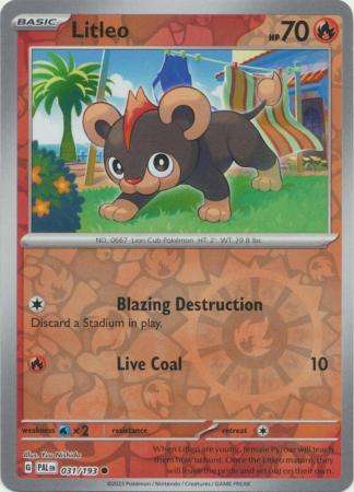 Pokemon Trading Card Game - Litleo - 031/193 - Common Reverse Holo Scarlet & Violet: Paldea Evolved