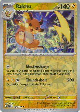 Pokemon Trading Card Game - Raichu - 064/193 - Uncommon Reverse Holo Scarlet & Violet: Paldea Evolve