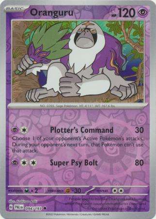 Pokemon Trading Card Game - Oranguru - 094/193 - Uncommon Reverse Holo Scarlet & Violet: Paldea Evol
