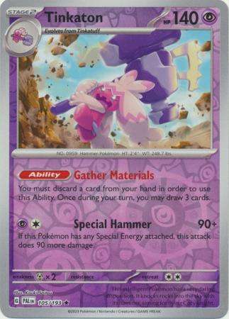 Pokemon Trading Card Game - Tinkaton - 105/193 - Holo Rare Reverse Holo Scarlet & Violet: Paldea Evo