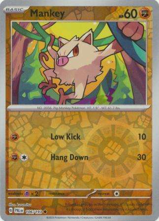 Pokemon Trading Card Game - Mankey - 106/193 - Common Reverse Holo Scarlet & Violet: Paldea Evolved