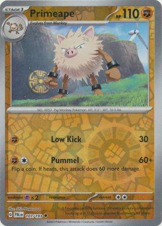 Pokemon Trading Card Game - Primeape - 107/193 - Uncommon Reverse Holo Scarlet & Violet: Paldea Evol