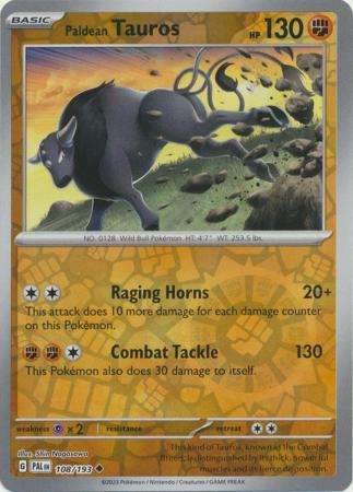 Pokemon Trading Card Game - Paldean Tauros - 108/193 - Uncommon Reverse Holo Scarlet & Violet: Palde