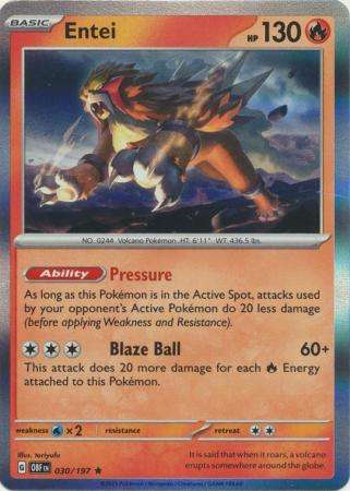 Pokemon Trading Card Game - Entei - 030/197 - Holo Rare Scarlet & Violet: Obsidian Flames