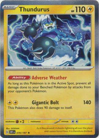 Pokemon Trading Card Game - Thundurus - 070/197 - Holo Rare Scarlet & Violet: Obsidian Flames