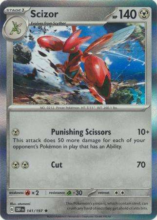 Pokemon Trading Card Game - Scizor - 141/197 - Holo Rare Scarlet & Violet: Obsidian Flames