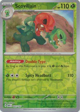 Pokemon Trading Card Game - Scovillain - 025/197 - Holo Rare Reverse Holo Scarlet & Violet: Obsidian