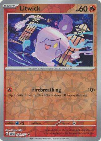 Pokemon Trading Card Game - Litwick - 036/197 - Common Reverse Holo Scarlet & Violet: Obsidian Flame