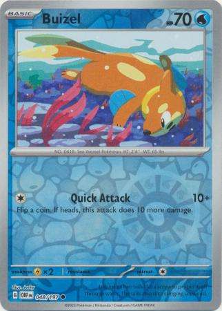 Pokemon Trading Card Game - Buizel - 048/197 - Common Reverse Holo Scarlet & Violet: Obsidian Flames