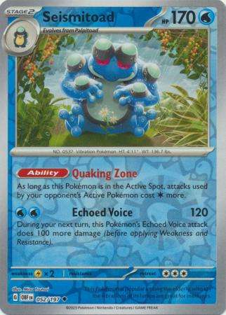 Pokemon Trading Card Game - Seismitoad - 052/197 - Uncommon Reverse Holo Scarlet & Violet: Obsidian
