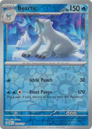Pokemon Trading Card Game - Beartic - 054/197 - Uncommon Reverse Holo Scarlet & Violet: Obsidian Fla