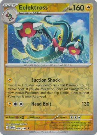 Pokemon Trading Card Game - Eelektross - 069/197 - Uncommon Reverse Holo Scarlet & Violet: Obsidian