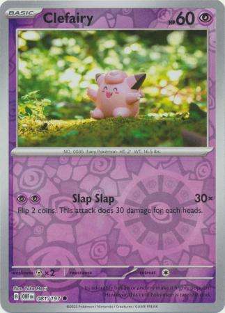 Pokemon Trading Card Game - Clefairy - 081/197 - Common Reverse Holo Scarlet & Violet: Obsidian Flam