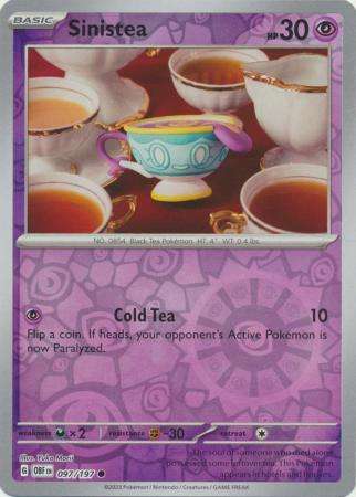 Pokemon Trading Card Game - Sinistea - 097/197 - Common Reverse Holo Scarlet & Violet: Obsidian Flam