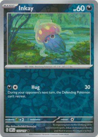 Pokemon Trading Card Game - Inkay - 137/197 - Common Reverse Holo Scarlet & Violet: Obsidian Flames