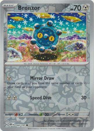 Pokemon Trading Card Game - Bronzor - 144/197 - Common Reverse Holo Scarlet & Violet: Obsidian Flame