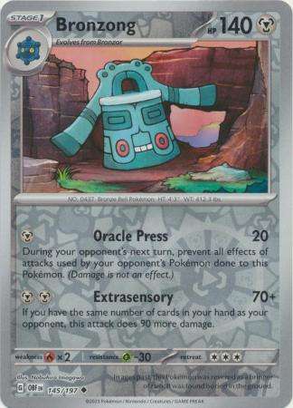 Pokemon Trading Card Game - GBronzong - 145/197 - Uncommon Reverse Holo Scarlet & Violet: Obsidian F