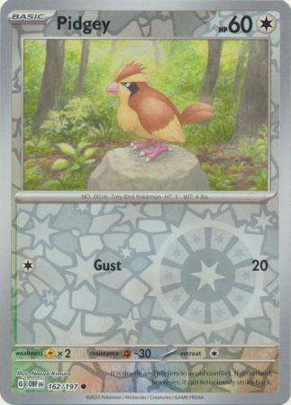 Pokemon Trading Card Game - Pidgey - 162/197 - Common Reverse Holo Scarlet & Violet: Obsidian Flames