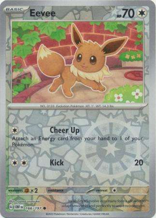 Pokemon Trading Card Game - Eevee - 166/197 - Common Reverse Holo Scarlet & Violet: Obsidian Flames