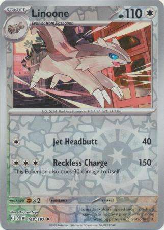 Pokemon Trading Card Game - Linoone - 168/197 - Uncommon Reverse Holo Scarlet & Violet: Obsidian Fla